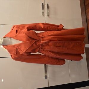 H&M Womens Fit & Flare Belted Trench Coat Preppy Princess Coral Pink Size 6